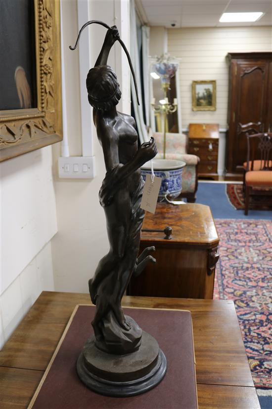 A large bronze figure of Diana The Huntress height 83cm